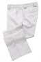 This men's sleek white pant is tailor made in a fine wool blend and cut to a slim fit, featuring front slash pockets, extended belt loops, and a flat front pleat. 