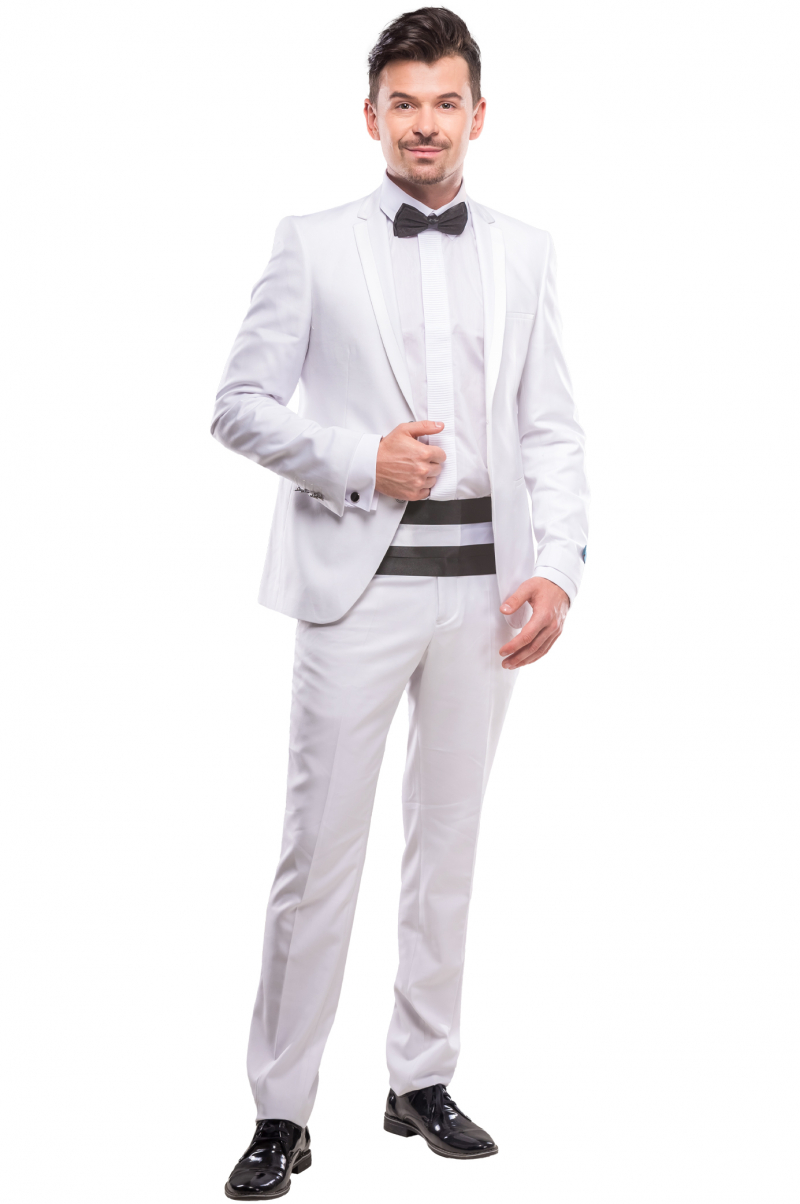 Sleek Men's White Pant Suit