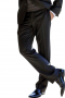 This sleek black men's pant suit is tailor made in a fine wool blend and cut in a slim fit, featuring satin notch lapels, single breasted button closures, and slash pockets. 