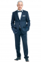 This men's pant suit is tailor made in a fine wool blend, featuring a single breasted button closure, peak lapels, and slash pockets. It is perfect for all formal occasions. 