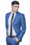 This blue men's pant suit is tailor made in a wool blend, featuring a single breasted button closure, notch lapels and slash pockets. It is a sleek option for all formal occasions.