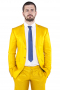 This bold suit is meant for the eccentric. It features a single breasted button closure and handstitched lapels, and is custom made in a fine wool blend. 