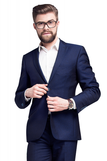 This men's pant suit is tailor made in a fine wool blend and cut to a slim fit, featuring a single breasted button closure, notch lapels, and slash pockets. 