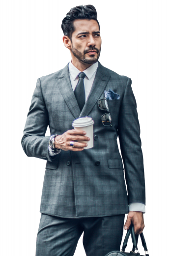 This plaid men's pant suit is a perfect fashion forward option for any formal occasion. It features double breasted button closures and peak lapels. 