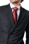 This men's pant suit is tailor made in a wool blend, cut to a slim fit. It is perfect for all formal occasions, featuring a double breasted closure, peak lapels, and slash pockets. 