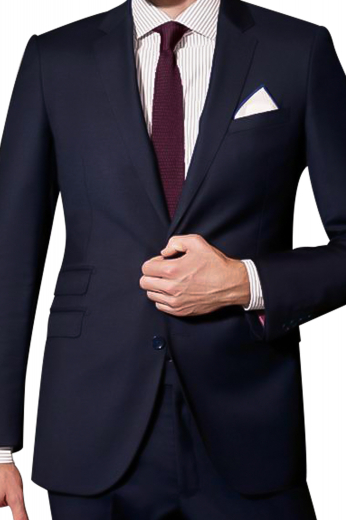 This men's pant suit is tailor made in a wool blend, with a single breasted button closure and slash pockets. It is perfect for all formal occasions.