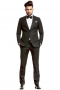 This men's pant suit is tailor made in a fine wool blend featuring a single breasted closure, peak lapels, and made to a slim fit. It is perfect for all formal occasions