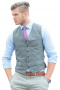 This men's vest is tailor made in a single breasted design featuring a six button closure and satin back, a handsome option for any formal occasion.