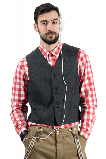 This men's vest is tailor made to a slim cut in a wool blend, featuring a single breasted, eight button closure, perfect for all formal occasions.