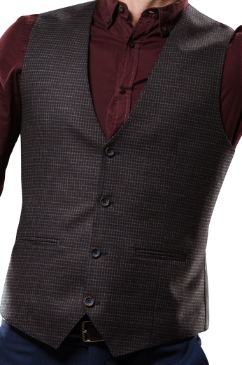 This men's slim cut vest is custom made in a wool blend featuring a single breasted closure and v neck. It is perfect for all occasions. 