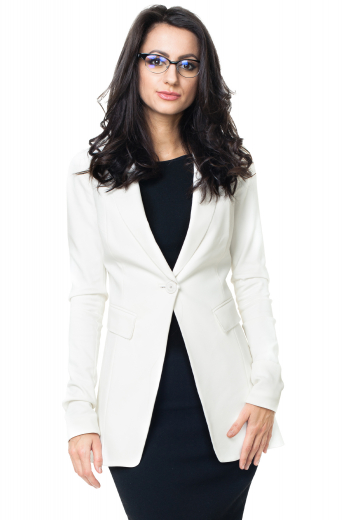 This women's custom jacket is tailor made to a slim fit with a single breasted button closure, perfect for all formal occasions. 
