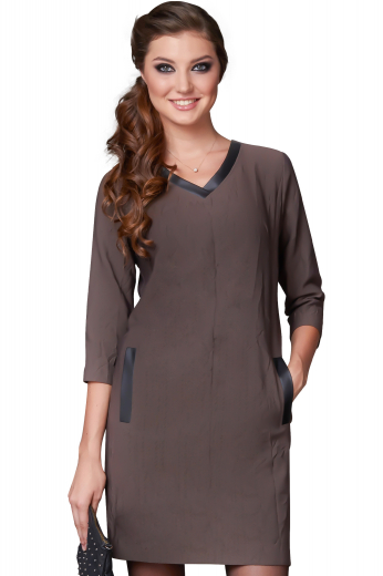 Style no.16965 - This women's dress is perfect for all occasions, formal or casual. It is tailor made in a wool blend to a slim fit, landing above the knee and featuring a v neck. 