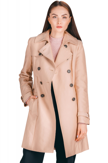 Womens Custom Tailored Camel Double Breasted Coat This double breasted coat is sure to fit all your winter needs. It features a double breasted closure and hits just at the knee, made to measure in a wool blend.
