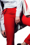 A sophisticated and beautiful pair of women's custom tailored red slim fit pants. This women's pant is tailor made in a wool blend. It features front pockets in a slim fit, perfect for all occasions. 