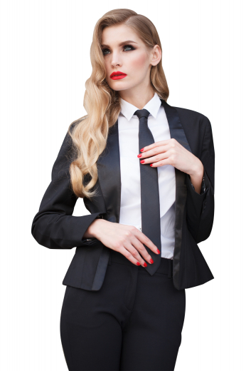 This women's suit set is tailor made in a wool blend to a perfect fit in a single breasted design, featuring a button closure and a shawl collar.