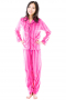This women's hand tailored pink pajama set includes a pajama top and pants in a pinstripe design. The set is custom made to fit you perfectly!