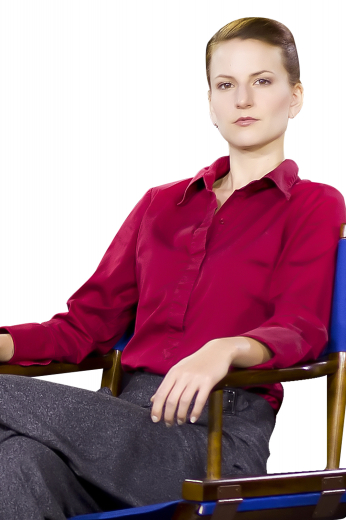 This women's custom tailored slim cut rose red blouse featuring an ainsley collar, rounded barrel cuffs, and a polo front. It is perfect for a bold statement for your everyday work outfit. 