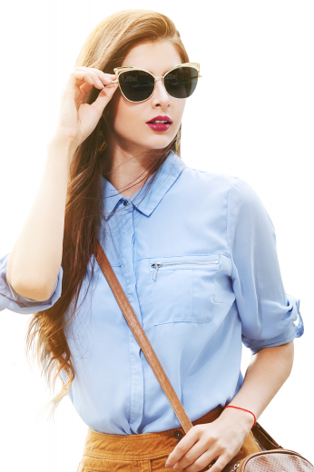 Custom Made Womens Hand Tailored Slim Cut Blouse Women's made to measure blue blouse intricately designed with chic details that will add a classy sophistication to any casual outfit. This custom made blouse features an ainsley collar, hidden button front, and matching buttons, made to a slim cut.