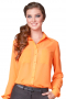 In a gorgeous bright tangerine is this slim cut women's made to measure soft and breathable summer formal long sleeve shirt. This made to measure slim cut women's bold blouse features ainsley style collars and matching buttons. 