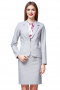 This beautiful grey suit is perfect for any business endeavor. Made to measure to a perfect fit, it features a classic single breasted blazer and a modest skirt. 