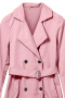 This double breasted coat puts a girly twist on the classic trench coat. The soft pink will be the perfect pop of color for your outfit. Reaching knee-length, this coat features slanted pockets and is perfect for the office or everyday wear. 
