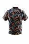 Men's short sleeved shirt for casual wear with cool graphic blue and red leaf print. In fun colors this men's custom hand tailored short sleeve dress shirt intricately designed with large and detailed leaf print. This men's made to measure dress shirt is great for a casual day out on the town and also for summer vacation. This hand tailored dress shirt will make a great addition to your fun collection of casual summer shirts.