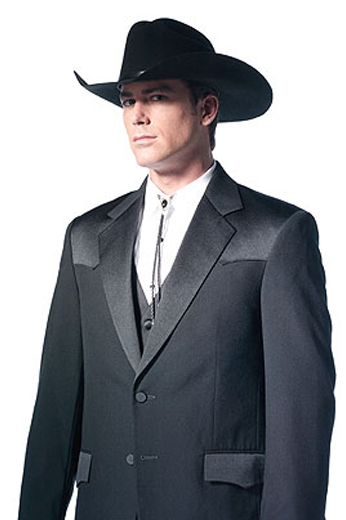Style no.17254 - An exceptional men's professionally tailored single breasted  western style suit in a classic black made up of a made to measure pair of comfortable well ventilated bespoke suit pants matched with a hand tailored single breasted suit jacket designed with a modern elegant design for the sophisticated cowboy.