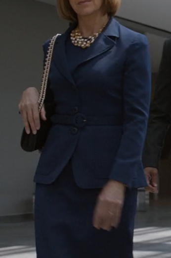 Navy blue custom women’s suit from the Marvel movie Captain America 2. Buy a Hollywood celebrity suit from the Captain America franchise in a striking blue.
