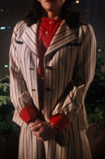 Style no.20431 - Get the iconic striped suit look worn by Margot Kidder in the phenomenal Superman II 1980 film. Buy a custom tailored costume replica for online today for all your cosplay needs.