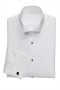 A tailor-made men's finely designed white cotton tuxedo shirt with absolutely gorgeous detailing this shirt has a beautiful plain front and back design with a wing-tipped collar. This dinner shirt for men sports stud button front and French cuffs giving it a classic and traditional look. Order it in a multitude of colors in cottons or silks and customize this beautiful dinner shirt for the ideal evening out.
