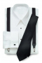 A made to measure men's elegant tuxedo shirt custom tailored to fit you perfectly slim cut design and European style forward point collar.