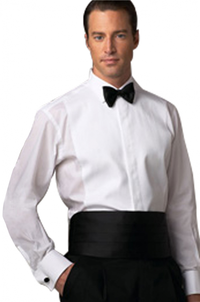 Men's White Full Front Tuxedo Shirt Bespoke