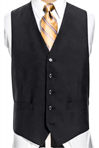 A men's elegantly single breasted sharply angled five button two pocket vest made beautifully out of virgin cashmere.