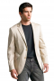 A well made casual tailored wide shoulder two button single breasted with a center vent in a throw on look.