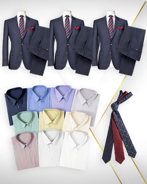 The Money Man's Deal - 3 Deluxe Suits, A Dozen Classic Cotton Shirts and 3 Neckties