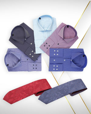 Five cotton dress shirts and 2 Neckties for men