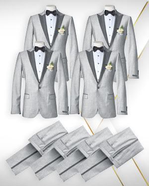 A set of Four Tuxedos and 2 Bowties - for the Wedding party from our Exclusive Collections