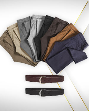 Eight pairs of custom made Slacks and trousers for men 2 Belts - from Classic Collections