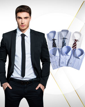 The Executive Suite - 2 Single Breasted Suits, 6 Cotton Shirts and 3 Neckties from our Exclusive Collections