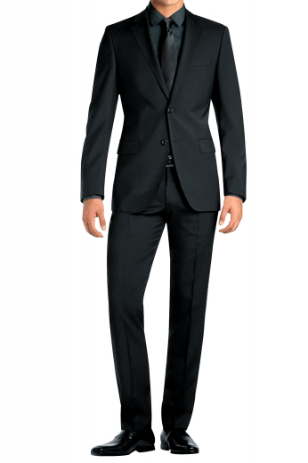 A made to measure exclusive slim fit single breasted two button suit jacket with a boutonniere on the left lapel and embroidered sleeves, paired with slim fit suit pants completed by two slash pockets and a two-point button and hook waistband closure for optimum customization. This soft wool and cashmere blend suit is exceptionally tailored for a day at the office.