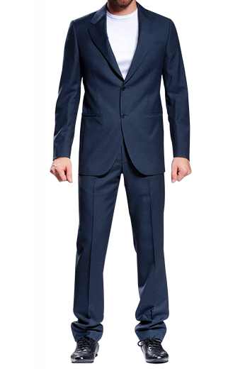 Made by the hands of a custom tailor, this Italian wool men's suit is cut for comfort. The Single breasted two button suit jacket has notch lapels rolled to the first button, a boutonniere on the left lapel, and well-embroidered sleeve cuffs. The reverse pleat suit pants have a two-point button and hook closure waistband with extended belt loops and hand sewn cuff hems.