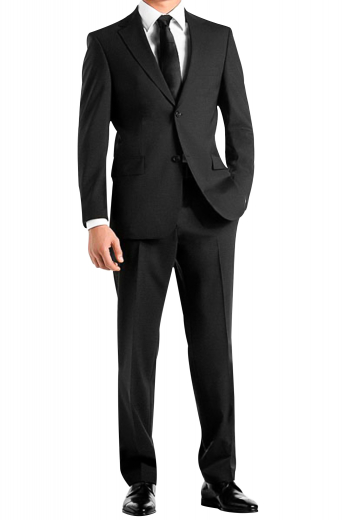 A custom tailored suit with a pressed high notch lapel jacket perfected with an upper welt pocket and two lower flap pockets. This beautiful jacket is paired with high waisted flat front pants.