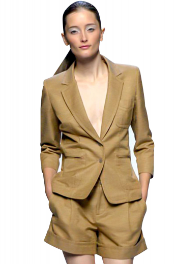 Go trendy with this formal jacket that has two custom made fabric covered buttons for front closure, one hand sewn, rounded upper-left pocket, and two lower pockets with detailed piping. Tailored with hand pressed notch lapels, these can be customized in wool and or cashmere. Drape with custom suit pants for a bang on formal look.