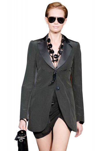 Womens Custom Made Blazers For Evening Sewn in classy style, these black tie blazers are perfect for evening social gatherings. With just two front buttons to close, they flaunt empire silhouette. Have hand pressed notch lapels with satin facing for contrast. Lower pockets are sewn with detailed double piping and the blazers highlight a long center vent. Tapered waist makes them comfortable and they can be donned with tight, slit short skirts and slim denim pants.