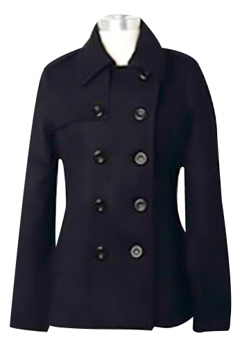 Double breasted hip length black overcoats with impressive embroidered sleeves. Flash wide shirt collar lapels and ten front buttons, five to close. Stunning tapered waist to enhance curves. These winter ready handmade overcoats can be customized with soft wrinkle resistant fabrics for maximum comfort.