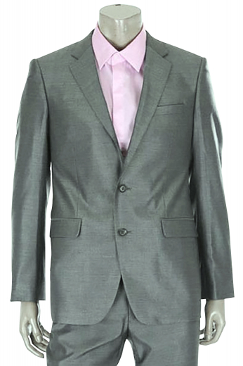 High waisted flat front suit pants with slash pockets and hand sewed cuff hems paired with a single-breasted two button men's suit jacket perfect for special occasions.