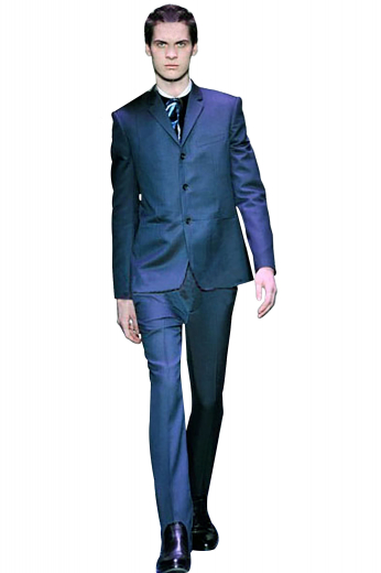 Mens Wrinkle Free Suit A hand-tailored slim cut suit made from beautiful sharkskin wool. This men's suit is made up of a three button slim ruled lapel suit jacket with a boutonniere and double piped lower pockets, a pair of elegantly sophisticated flat front pants complete this tailor-made classic.