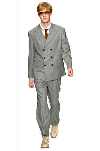 Mens Loose Classic Suit The loose and who cares boxy three over six button mens double breasted suit worn with baggy pleated pants with cuffs