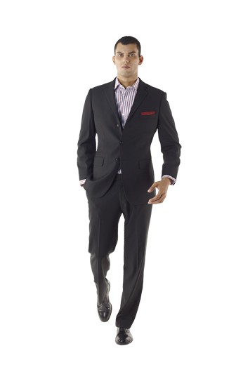 Comfort fit Three Button Men Suit - This two piece suit is as edgy as it is elegant. Tailored to a comfortable fit, this fresh three button suit features flap pockets, notch lapel, lightly padded shoulder with pleated pants.