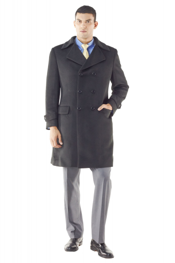 Mens Double Breasted Classic Coat Layer your look for that cool spring weather with this Ulster style coat. This stunning Double Breasted features six by three button front, flap pocket, epullates on sleeves and open collar.
